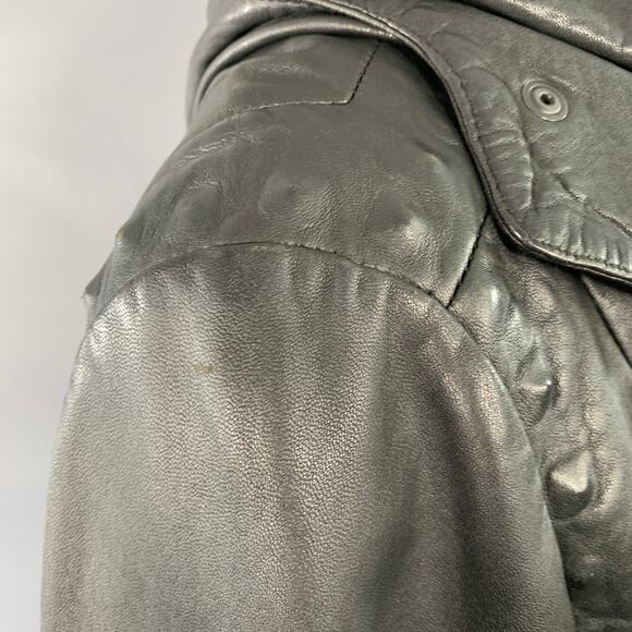 DIESEL BLACK GOLD Vintage Size M Black Leather Zip Up Hooded Jacket - Picture 7 of 16